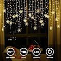 Miniatyrbillede 3 af 5: [QD] 3,5M Snefnugslysgardin, 96 LED-lyskæder 8 Lystilstande, Vinduesdekoration, Jul, Bryllup, Fødselsdag, Hjem, Udendørs - Varm hvid