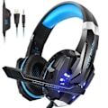 Miniatyrbillede 1 af 4: /QD/PS4 Gaming Headset med mikrofon med LED-lys og støjreducerende mikrofon til PS4, Xbox One, PC, Nintendo Switch - Blå