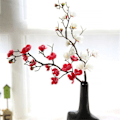 Miniatyrbillede 3 af 5: \"QD\" 5 stk. kunstige hvide blommeblomster med lang stilk, plastsimulerede kirsebærblomster, grene, kunstige blomster, silke pæreblomster