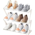 Miniatyrbillede 1 af 5: [QD] Lille skohylde, 3-lags skohylde, lille skostativ, robust smal skohylde til opbevaring i garderobe, entre, hvid beige