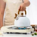 Miniatyrbillede 5 af 5: Rustfrit stål Foldbart håndtag Fløjtekedel 2,5L Hvid