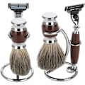 Miniatyrbilde 4 av 5: QU/Bærbar barberhøvel og børste stativ, barberhøvelstativ i rustfritt stål for menn (sølv)
