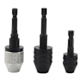 Miniatyrbilde 1 av 5: 3 stk Nøkkelløs Borchuck 1/4 tommers Hexskaft Nøkkelløs Borchuck Konverter Bor Adapter for Slagborrverktøy