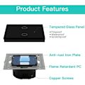 Miniatyrbild 2 av 4: #QD# Touch Switch, Svart 2-vägs strömbrytare med LED-displayljus, Touch-strömbrytare med Touch Sensor Kristallglaspanel - Ingen neutral ledning