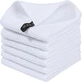 6 pcs 34x34cm Waffle Weave Cotton Kitchen Towels, Quick-Drying and Absorbent Cleaning Cloth with Hanging Loop White