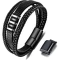 Sort læderarmbånd til mænd - Gave til mænd 23 cm