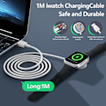 Miniatyrbilde 3 av 3: [QD] Kompatibel med Apple Watch magnetisk ladekabel for iWatch Series Ultra SE 8 7 6 5 4 3 2 1 Watch lader 1m lang