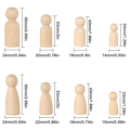 Miniatyrbilde 2 av 5: \"QD\" Trefigurer, 50 stk DIY Trefigurer Dukker, Humanoide Dukker Barneleker Mannlige og Kvinnelige Dukkeleker Håndverk Kunst & Håndverk, 4 Størrelser