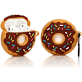 Miniatyrbillede 1 af 5: [QD] Sødt etui til AirPods 1, 2, 3D Donut Design Silikoneetui Beskyttende Stødsikkert Etui med Nøglering til AirPods EaREuds