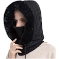 Miniatyrbillede 1 af 4: \"QD\" Sort 2-i-1 Hue Vintervarm Hat Halstørklæde Hue Vinter Balaclava