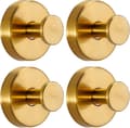Sugkrokar för dusch, handdukar, badrockar, luffa, borstad guld, för släta ytor, 4-pack