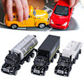Miniatyrbillede 1 af 5: QU/3 stk. 1:50 lastbilmodel legetøjssæt træk tilbage bjærgningsbil tankbil modelsæt til børn træk tilbage bjærgningskøretøjssæt