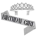 Birthday Tiara and Shoulder Strap Set Silver Sliver GIRL