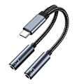 Miniatyrbillede 1 af 5: USB-C til dobbelt 3,5 mm lydadapterkabel Sort_qq