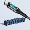 Miniatyrbild 2 av 5: USB-C PD Snabbladdningskabel 100 W Svart 3 m_qq