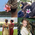 Miniatyrbilde 4 av 5: Blomsterhårklype, 7 stk. Hawaiianske blomsterhårklyper, stor klype