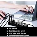 Miniatyrbild 5 av 5: USB 3.0 Hubb, Multi 7 Port USB Strömförsörjning med Oberoende Strömbrytare, Drivna USB 3.0 Hubb, Flera USB Portar för PC, Laptop, MacBook, Mac Pro