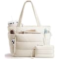 Stor Puffer Tote Bag for kvinner 15.6\" Laptop Sleeve, 20L White