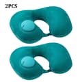 Uppblåsbar nackkudde för resor, uppblåsbara nackkuddar för flygresor, resekuddar, uppblåsbar U-formad kudde Lake Green-2pcs