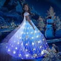 NY Anna Elsa LED Lysende Kjole, Piger Jule Rollespil Festkjole, Snedronning Karneval Balkjole J Set A 3T (110)