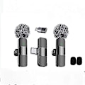 Miniatyrbild 5 av 5: 2024 Professionell Trådlös Lavalier Mikrofon 2-Pack Brusreducerande Kristallklar Inspelning med USB-C för iPhone 15 Pro Max, iPad, Android{f2}