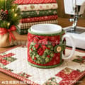Quiltat muggfodral för julen – pysselset, DIY-kit för juliga koppvärmare (E julkrans) E Christmas wreath