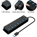 Miniatyrbild 3 av 5: USB 3.0 Hubb, Multi 7 Port USB Strömförsörjning med Oberoende Strömbrytare, Drivna USB 3.0 Hubb, Flera USB Portar för PC, Laptop, MacBook, Mac Pro