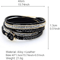 Miniatyrbild 3 av 5: Läderarmband för kvinnor, Boho Leopard Multilayer Kristallpärlor Manschettarmband Smycken