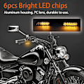 Miniatyrbillede 3 af 5: 2 stk. sorte krom LED blinklys til motorcykel, sekventiel 12 V, universal, godkendt, mini blinklys i aluminium, gult lys, vandtæt