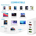 Miniatyrbillede 4 af 7: Multiple Opladere 65W 5 USB Porte C, QC3.0, USB C PD20W Adapter, Multiple Opladere, Hurtigere og Sikrere Opladning. Kompatibel med Alle Mobiltelefoner{F2}