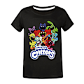 Miniatyrbillede 1 af 5: Barn Drenge Piger Smilende Critters CatNap DogDay T-shirt med tryk unisex sort Sort Sort Sort Black 160 cm