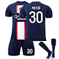 Miniatyrbillede 1 af 2: Fodbolddragt til børn Fodboldtrøje Træningstrøje Messi Blå/Hvid Blue/White 24（8-9Years）