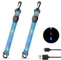 USB Genopladelig Reflekterende Nøglering - LED Sikkerhedslys til Nattevandring - Rygsækophæng til Børn 22cm Blå