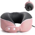Uppgraderad Rese Nackkudde 100% Ren Memory Foam Kudde Flygplan Sovkudde Portabla Flygplanstillbehör Rosa