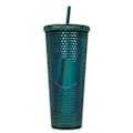 Miniatyrbillede 1 af 5: 710 ml plastik krus med låg og sugerør, genanvendelig iskaffe kop Transparent dark green