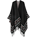 Miniatyrbillede 1 af 5: 1 stk. sort fleece poncho dame kappe retro åben kvinde vinter
