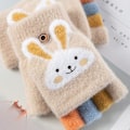 Miniatyrbild 5 av 7: Konvertibla Fingerlösa Vantar för Barn Katt Kanin Stickade Flik Vantar Halvfinger Stretchiga Vantar för Flickor Pojkar 6-12 År{f2}