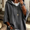Dam Söt Hooded Sweatshirt Cardigan Croppad Batwing Tröja Deep Grey M