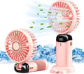 Jsdoin Handhållen Fläkt - USB Laddningsbar, 5 Hastigheter, Vikbar, LED-Display pink