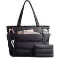 Stor Puffer Tote Bag för kvinnor 15,6\" laptopfodral, 20L Black