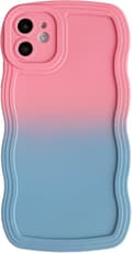Gradientfärgad solid mjuk TPU-fodral med vågig kantram för iPhone (Rosa och Blå, iPhone 11)