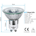 Miniatyrbillede 2 af 5: GU10 halogenpære 50W dæmpbar, 220V GU10 halogenpære 2 ben, 2800K varm hvidt lys, 700 lumen