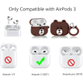 Miniatyrbild 2 av 5: Passar Airpods 3:e generationen 2021, Silikon Tecknad Sött Fodral Skyddande Stöttåligt Skal för Airpods 3 BrownBear{F2] BrownBear standard