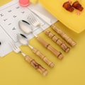 Pikkukuva 3 / 5: Bambu Creative Handle Design Ruokailuvälinesetti 16-osainen ruostumaton teräs Wester{f2}