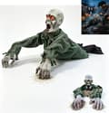 Krypende Zombie Animatronic, Halloween Lydaktivert med Lysende Øyne Bald Style
