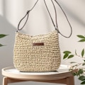 Miniatyrbild 2 av 4: Halmväska för Kvinnor, Sommar Strand Crossbody Väska med Dragkedja och Justerbar Axelrem, Boho Vävd Handgjord Axelväska, (Off-White) off-white