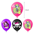 Pikkukuva 4 / 5: Monster High -teemaisen syntymäpäiväjuhlatarvikkeet, mukaan lukien banneri, ilmapallot, kakkukoristeet ja kupikakkukoristeet