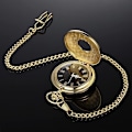 Miniatyrbillede 3 af 4: Vintage Guld Stål Herre Lommeur med Kæde{F2}