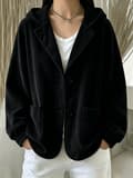 2026 Cordfløyel hettejakke, uformelt høst- og vinterplagg for voksne*3XL*svart black 3XL