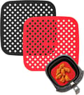 Set med 2 - Fyrkantiga - Airfryer - Återanvändbart bakplåtspapper i silikon - 21,5 cm